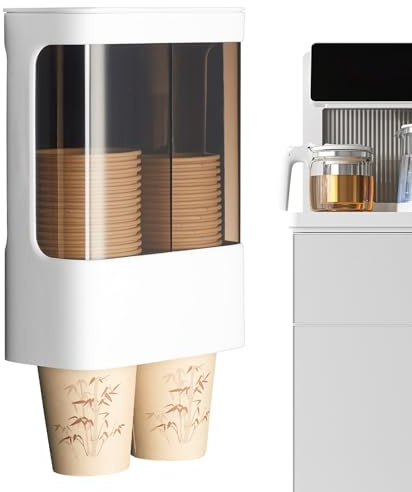 Genérico Portavasos de Pared - Doble Cilindro Dispensador,Organizador de vasos - Para cocina, restaurante, cafetería, bar, comedor, hotel, eventos, hogar