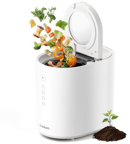 Ouaken OK-255 Compostador Eléctrico de Cocina 5,5L | 5 Modos, Inteligente y Silencioso, Sin Olores, Fácil de Limpiar, Reduce 90% los Residuos Alimentarios, 2026 Blanco