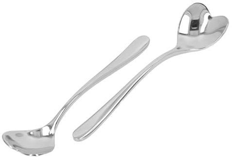 Dpofirs Herzförmige Kaffeelöffel, Edelstahl, Mini-Teelöffel, 2er-Set, 10,2 Cm Großer Rührlöffel mit Ergonomischem Griff für Zucker, Sahne, Kuchen, Dessert, Kaffee, Tee