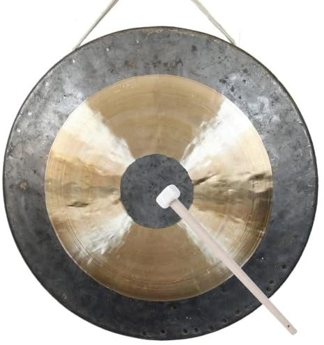 Gong Percussion Gong tibetano Gong gigante Platillos de latón y cobre Gong de ópera con mango de martillo redondo(30cm)