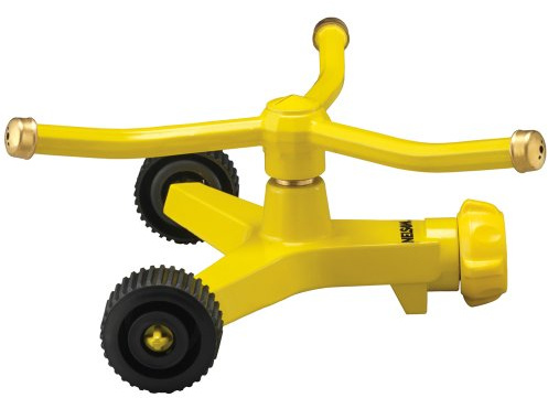 Nelson Three-Arm Square Pattern Spray Whirling Sprinkler with Metal Wheel Base 50231