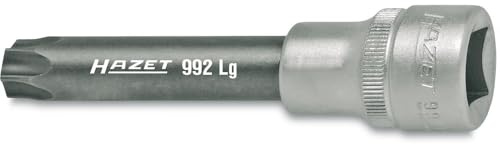 HAZET Schraubendreher-Steckschlüsseleinsatz 992LG-T50, Lange Ausführung | 1/2 Zoll (12,5 mm) Vierkant hohl, Antrieb 1/2 Zoll (12,5 mm) Vierkant hohl, Abtrieb Innen TORX Profil, Klinge Sonderstahl