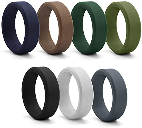 Flongo mäns ring män silikonringar sigillring bandring tumring set, gummiband förlovning förlovningsringar bröllop sigill ring herrtillbehör