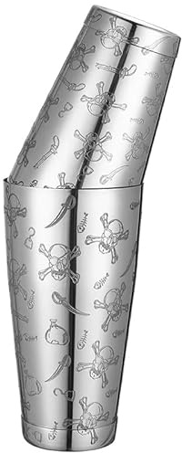 Coctelera Boston de acero inoxidable con patrón grabado con peso (calavera)