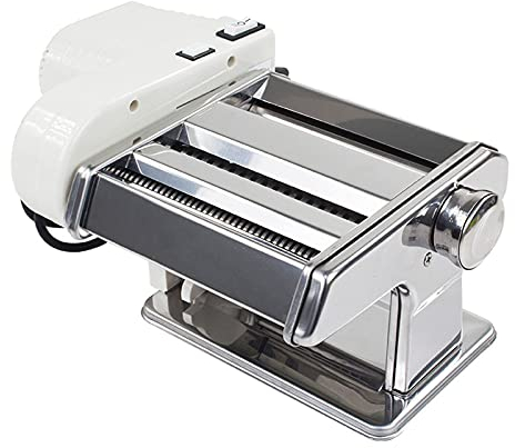 sjdoPulse Electric Pasta Machine, Pasta Maker Machine, Noodle Maker, Stainless Steel Pasta Roller Machine, Includes Motor And Hand Crank, Silver