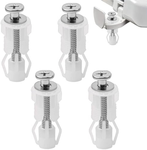 4 Stück WC Sitz Befestigung von Oben Nylon Toilettendeckel Befestigung WC Sitz Deckel Ersatzteile Toilettensitz Behoben Schraube Sortiment für Toilette Abdeckung Top Montage Scharnier Zubehör