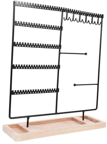 OFFSCH Schmuckständer Ohrringe Organizer Tisch Aus Eisen Holztablett Schmuck Halterung Displayhalter Schmuckaufhänger Schmuckständer Schmuck-organizer
