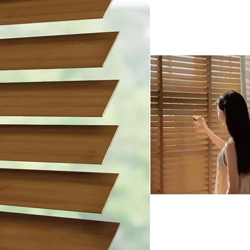 Eiauiuo Jalousien Bambus Jalousie Rollos Horizontal Jalousetten mit 50mm Lamellen Sichtschutz Verdunkelungsrollo Fensterjalousien Anti-UV für Wohnzimmer Schlafzimmer Küche Balkon Büro(60x160cm)