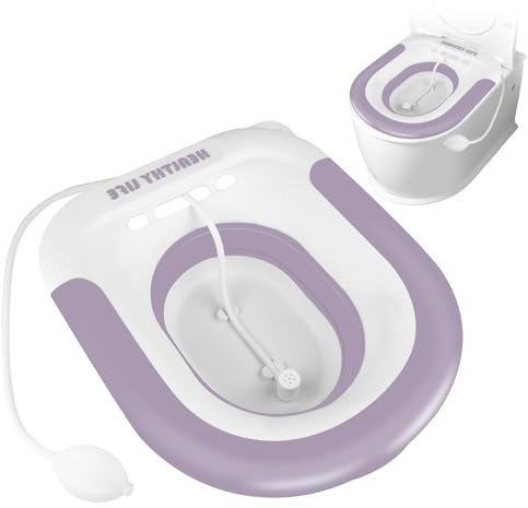 TNOMSNO Bidet para WC, Bidet con Descarga, Bidet Portatil para WC, Bañera de Asiento Plegable, Baño de Asiento para Hemorroides, Cuidado Posparto y Mujees Embarazadas (morado)