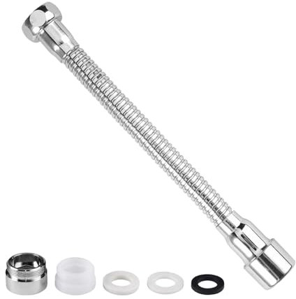 Prolunga Rubinetto Cucina, 20 cm Prolunga Lavandino Cucina con Adattatore Rubinetto, Prolunga per Rubinetto Girevole a 360°, Rompigetto Flessibile per Lavandino Universale per Cucina, Bagno e Balcone