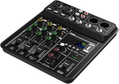 LeeQinersw Mixer Audio Mixer Sound Mixer 256 DSP Effets 4 canaux DJ Équipement DJ Mélangeur pour la scène pour Enregistrement des Groupes Performances