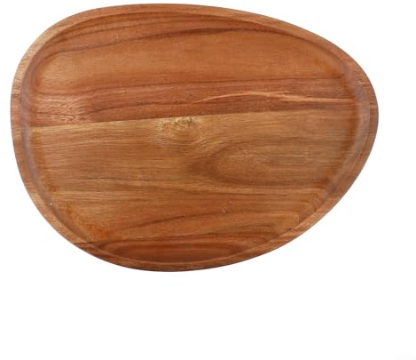Vassoio ovale in legno naturale irregolare rustico per piatti, snack, frutta, dessert, decorazione da cucina, elegante tavolo da presentazione, multi dimensioni, piatto da portata in legno (50 x 28 cm