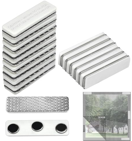 BUZIFU 16 Pièces aimants pour Moustiquaire Fenetre Clips de pour Moustiquaires de Fenêtres Clips Magnétiques pour Fenêtre Aimant Puissant Autocollant Clips de Fixation d'écran, Pas Perçage - Blanc