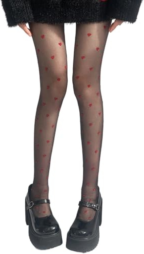 Elegantes medias transparentes con patrón de puntos de corazón para mujer, diseño resistente a los enganches, cintura elástica suave, transpirable, medias finas y transpirables para primavera y otoño