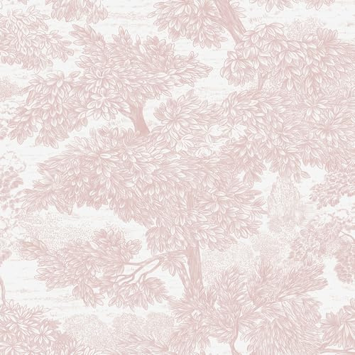 Yomshi Carta da Parati Autoadesiva Rosa, Motivo Albero, Moderna, Stile Boho, Pellicola per Mobili, Spessa, Impermeabile, Facile da Pulire, in Vinile per Camera da Letto, Soggiorno, Armadio, 44 × 300