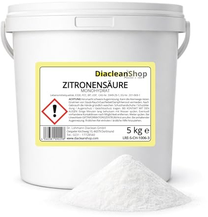 Zitronensäure Pulver 5kg | Lebensmittelqualität E330 | Ideal für Küche (Kochen, Backen) & Haushalt (Entkalker & Reiniger)