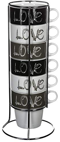 Secret de gourmet Ensemble de 6 tasses à café Love Avec support 260 ml