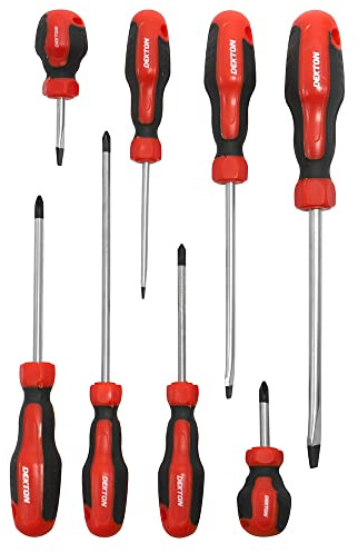 Dekton 8pc Screwdriver Set-precision Magnetic Tips| Includes Flat & Phillips Heads| Ergonomic Non-slip Handle For Comfort & Control| Durable Chrome Vanadium Steel| Perfect For Home, Professional Use
