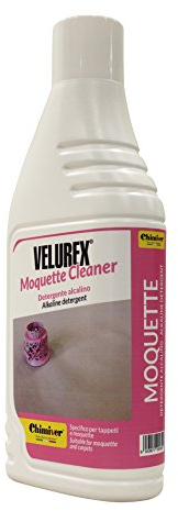 Detergente per la pulizia della moquette e tappeti. Detergente alcalino a schiuma frenata Indicato per qualsiasi tipo di fibra. Chimiver - VELUREX MOQUETTE CLEANER | Flacone da 1L.