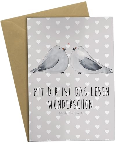 Mr. & Mrs. Panda Klappkarte Turteltauben Liebe - Geschenk, osterkarten, einladungskarten, Glückwunschkarte, Freundin, Hochzeitstag, osterkarte, Pärchen, weihnachtskarten, Beileidskarte, Paar
