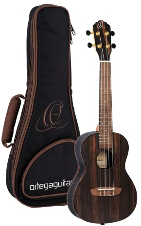 Ortega Guitars Konzert Ukulele Akustisch – Timber Series – Inklusive Gigbag – Ebenholz, Natur (RUEB-CC)