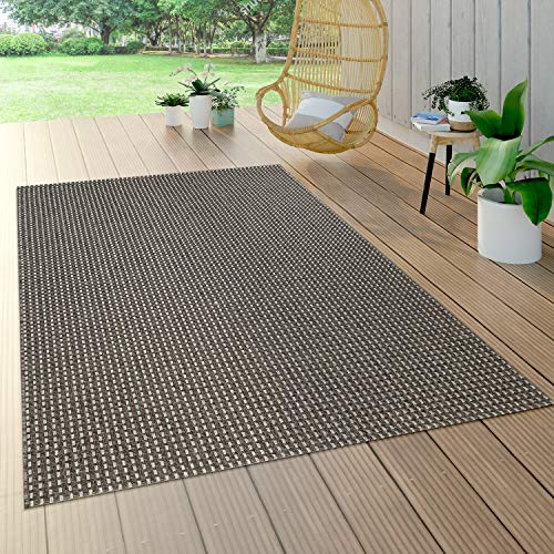 Paco Home In- & Outdoor Teppich Balkon Terrasse Küchenteppich Gartenteppich Modern, Grösse:160x230 cm, Farbe:Anthrazit 3