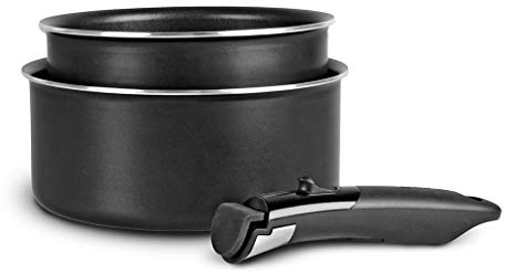 SITRAM - 713285, Set de 2 casseroles Ø16 et 20cm en aluminium anti-adhérent avec poignée amovible - Tous feux DONT induction, Argent