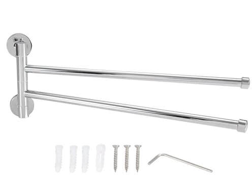 Swivel Towel Rail,Stainless Steel Wall Mounted Multiple Arm 360° Rotating Towel Holder Rack Swing Out Towel Hanger Shelf for Kitchen Toilet and Bathroom(2 Arms)