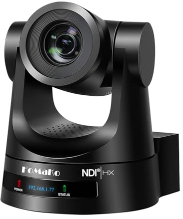FoMaKo NDI PTZ Camera, AI Auto-Tracking Gen 3, 20x Optical Zoom HDMI PTZ Camera for Church Worship Education Events (NDI HX3 Certified)(KN20A Pro Black)