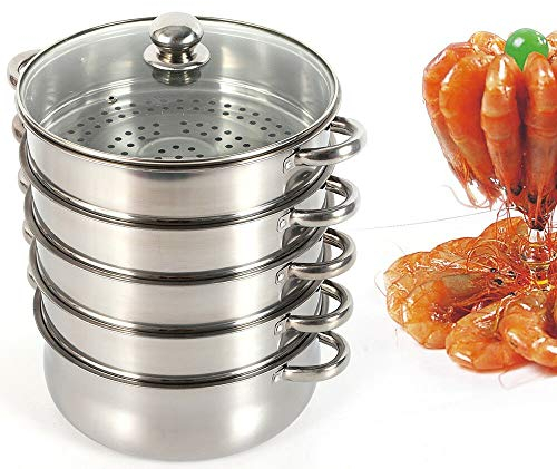 5-Layer Stainless Steel Kitchen Appliance Steam Pot Steam Cooker Steam Container, with Glass lid (30cm)