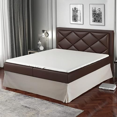 Cache-Sommier 140x190 Beige – 4 Jupes de 30 cm pour Lit 140 x 190 avec Sommier – Couvre Sommier 140x190 – Fabriqué en Europe – Protège Sommier 140 x 190 – Housse Sommier 140x190 – Dessus de Sommier