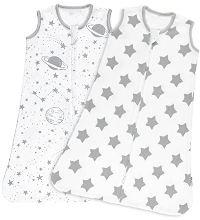 Babyschlafsack für Neugeborene, 12–18 Monate 0.5 TOG 100% Baumwolle, Oeko-tex100 ärmellose Wickeldecke, Unisex, für Jungen und Mädchen, Neugeborene Baby Essentials (Stern)