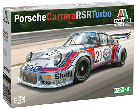 Italeri 3625 1:24 Porsche 934 RSR – modelltillverkning, byggsats, stativtillverkning, hantverk, hobby, limning, plastbyggsats, detaljerad