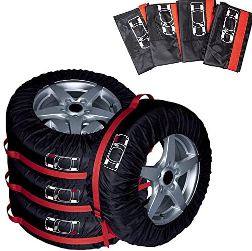 Riverhighfur Lot de 4 Housses de pneus 16-20 inch Housse Roue de Secours Pneu de Rechange Universelle Coque Couvre-pneus Imperméable Anti-poussière Housses de Protection de Roue de Voiture