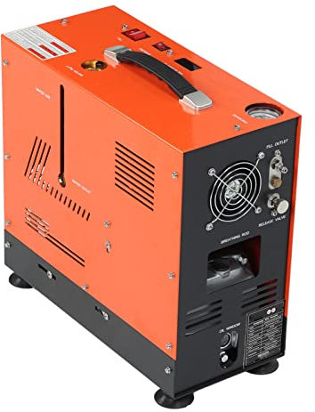 Compresor de Aire de Cilindro Doble, 40-50 L/min Refrigeración por Agua 100‑300 Bar Compresor de Aire PCP de Cilindro Doble Aleación de Aluminio Acero Inoxidable Parada