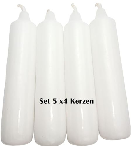 apog-versand 5er Pack Adventskerzen rot ca. 23x 105 mm (5 x 4 Stück) Weihnachtskerzen, Christbaumkerzen, Pyramidenkerzen, Baumkerzen, Kerzen