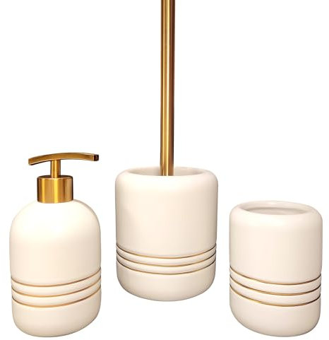 iubihome - Badezimmer Zubehör Set aus Keramik, 3-teiliges Luxuriöses Badaccessoires Set, Stilvolle Bathroom Accessories für Ihr Bad