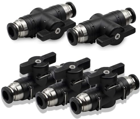 Pneumatik Steckverbinder, 5 Stück Pneumatischer Kugelhahn 8mm, Steuerventilfittings, Push to Connect Steuerventilfittings, für Pneumatikschlauch, Gas Schnellkupplung