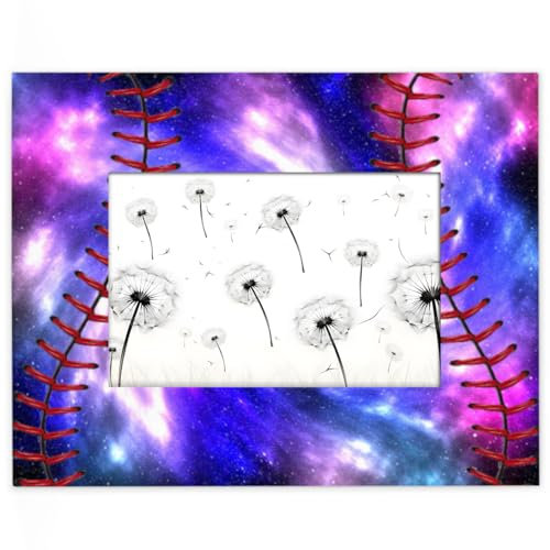 Softball-Galaxie-Bilderrahmen für Display, passend für 13,9 x 8,8 cm große Fotos, Galaxienebel, Stern, Holzrahmen, Desktop oder Wand, Heimdekoration, Bilderrahmen