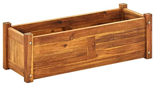 CIADAZ Jardinera elevada, macetero, bancal de hierbas, kit de bancal alto, macetero, jardinera, macetero, contenedor para plantas, madera de acacia 76 x 27,6 x 25 cm