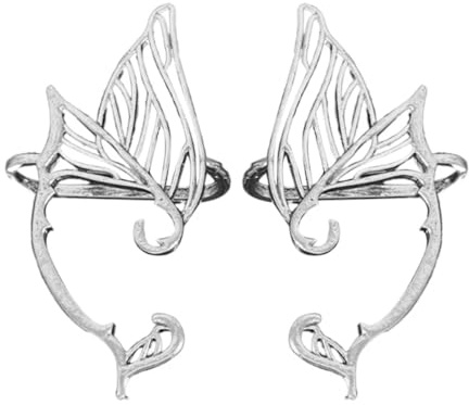 ZAMXHUG Elfen Ohrringe für Damen - Ohrclips Damen Ohne Ohrlöcher, Elfenohren Ohrringe Erwachsene, Elfen Ohren für Elben Kostüm Feenkostüme Frauen Cosplay Kostüm, Silber
