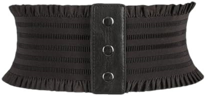 Damen Elastischer breiter Bund PU-Leder Kummerbund Übermantelungsgürtel, coffee, One size