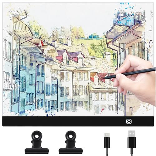 Coolzon A3 Tavoletta Luminosa, Lavagna Luminosa A3 LED Light Pad con Luminosità Regolabile, LED Tavoletta Luminosa,Ultra Sottile per Animazione, Schizzi, Progettazione, Disegno, Pittura a Diamante 5D