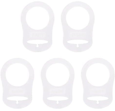 Fc'Noqgn Silikonring für Schnullerkette, 5er Pack Schnullerketten Schnulleradapter, Transparenter Silikonknopfring, Schnullerketten Silikonring, Baby Schnullerketten (Transparent)