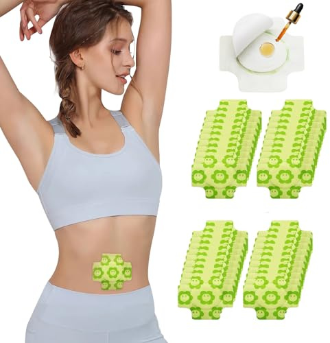 48 Pcs Castor Oil Pack Wrap for Belly Button, Castor Oil Patches Self-Adhesive Belly Button Patch Highly Absorbent Compress Pads Kit Easy to Use (No Wash)