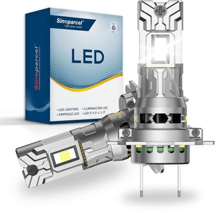 Sinoparcel 2025 H7 LED Headlight Bulb, 500% Brighter Cool White H7 Headlight Bulb for Low/High Beam Headlamp, Fog Light, Built-in Cooling Fan, Canbus Error Free, Pack of 2