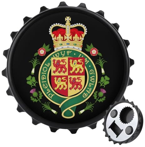 Royal Badge of Wales - Abrebotellas magnético 2 en 1 de 3 pulgadas, imanes para nevera, abrebotellas de cerveza, refrescos, bonita decoración para cocina y refrigerador