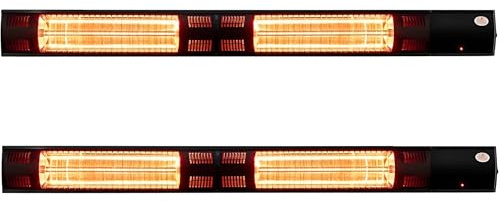 Heatlab 3kW 102cm Electric Wall Mounted IP44 Patio Heater with Remote Control in Black Pack of 2