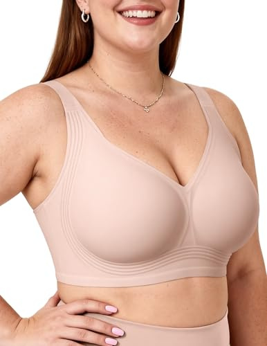 Vertvie Wireless Jelly Bras for Women Seamless Full Support Plus Size | Full Coverage, Support & Lift, Push Up, Comfort, Non Wired, Back Smoothing, Everyday T-Shirt, Older Women, Padded Bralettes