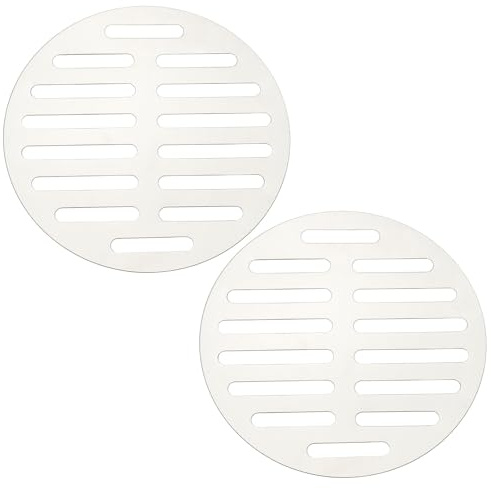 sourcing map 2 Pcs Round Floor Drain Cover, Stainless Steel Shower Hair Catcher Drain Grate for Small Lawns, Bathroom Covers, Kitchen Floor Drains, Silver Tone(6 Inches)
